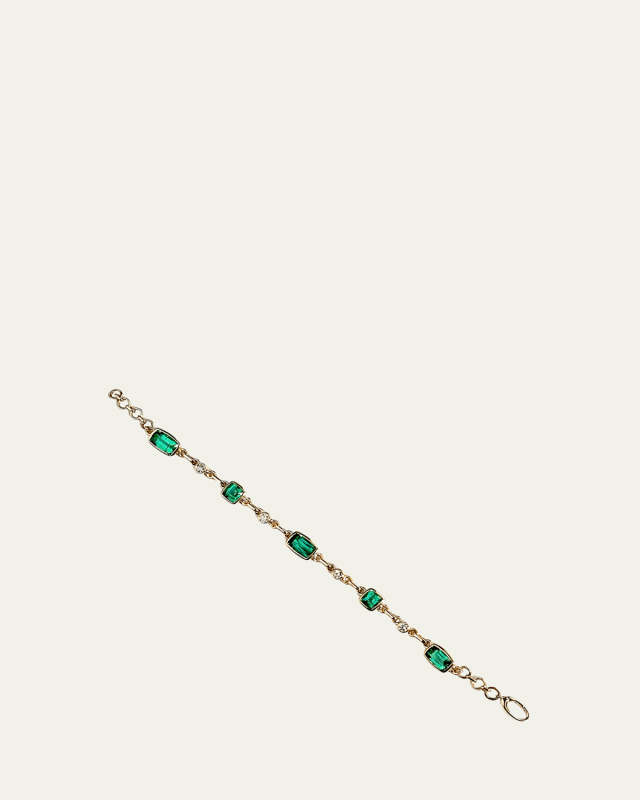 14K Green Tourmaline and Diamond Bracelet